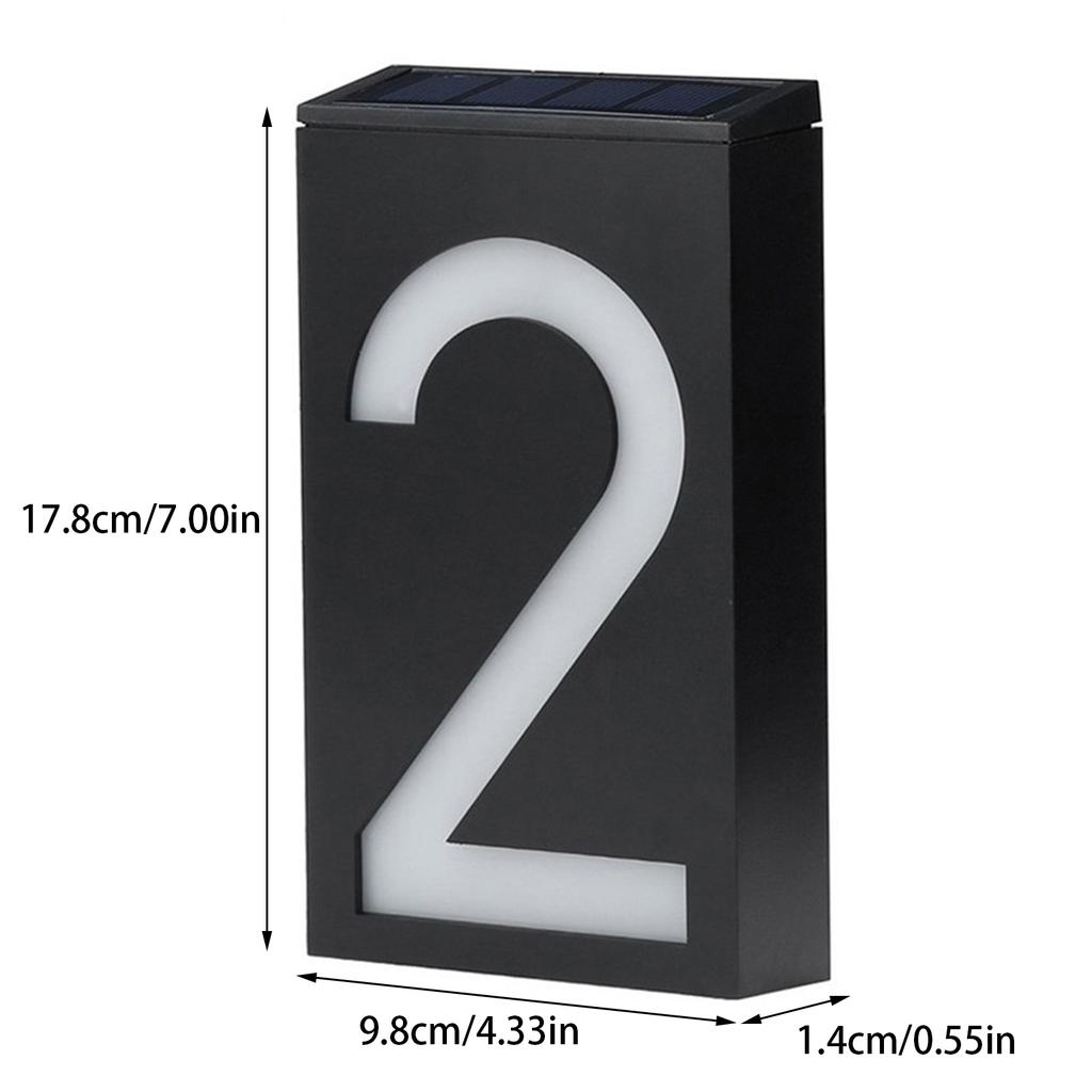 Solar House Number Solar Powered 1000mAh Rechargeable LED Illuminated Address Plaque