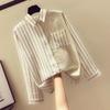 New Fresh and Fashionable Loose Top for Women, Versatile and Slim Stripe Spliced Shirt for Women