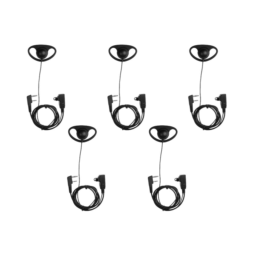 2 Pin Walkie Talkie Headset with MIC PTT D-Shape Earphone Earpiece Headphone Accessories for Baofeng Kenwood Puxing TYT Radio