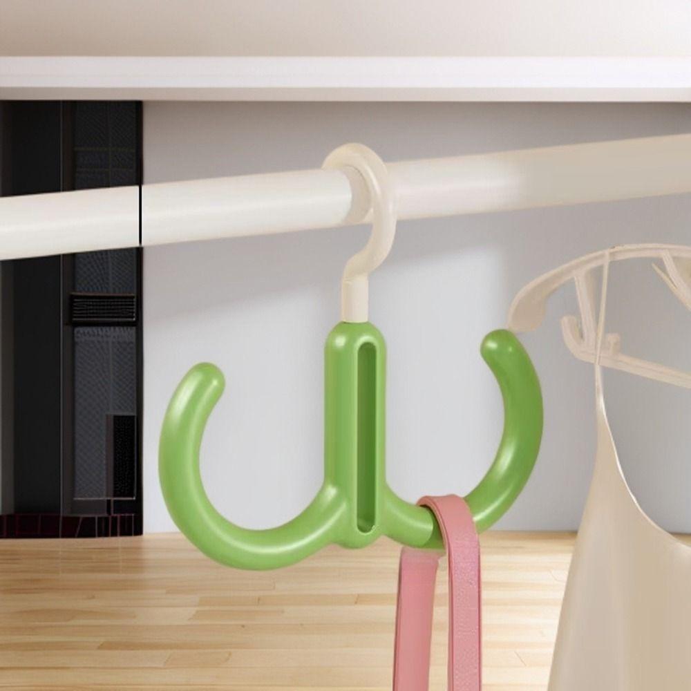 3Pcs Practical Dopamine Rotating Hook Stackable Space Saving Clothing Hanger Hanging Plastic Scarf Hat Bag Organizer Laundry