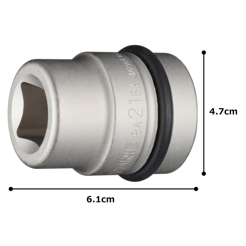 TONE Impact inner socket Drive angle Width across flats 21mm 8A-21BA 25.4mm (1")