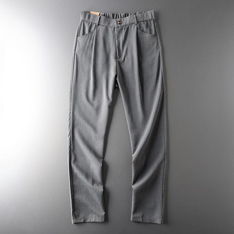 Export Tail Single Cut Label Drape Suit Pants Men s Loose Straight-leg Summer Thin Cropped Pants Export Men s Casual Pants Grey M