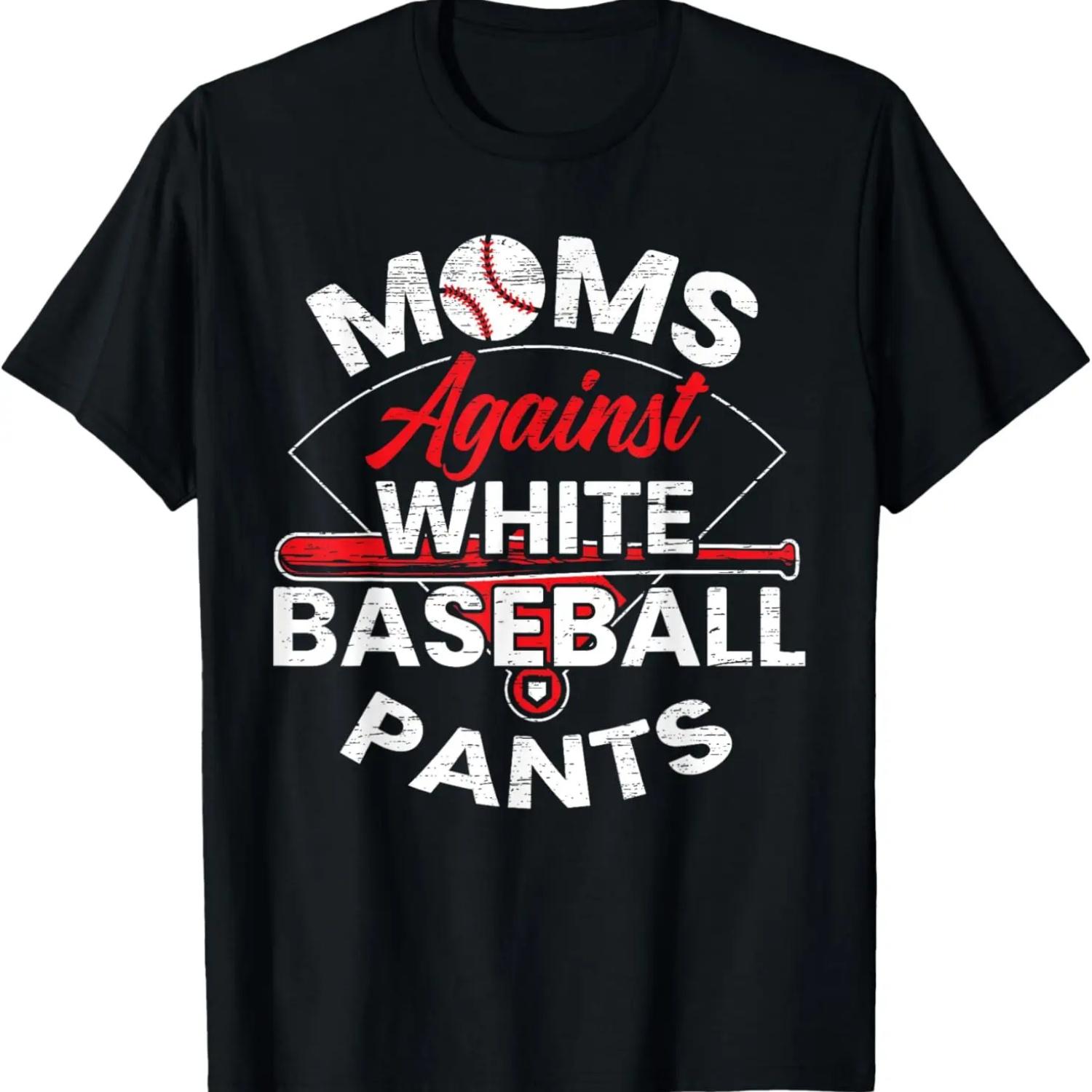 Moms Against White Baseball Pants Sport Lover Mothers Day T-Shirt S чёрный