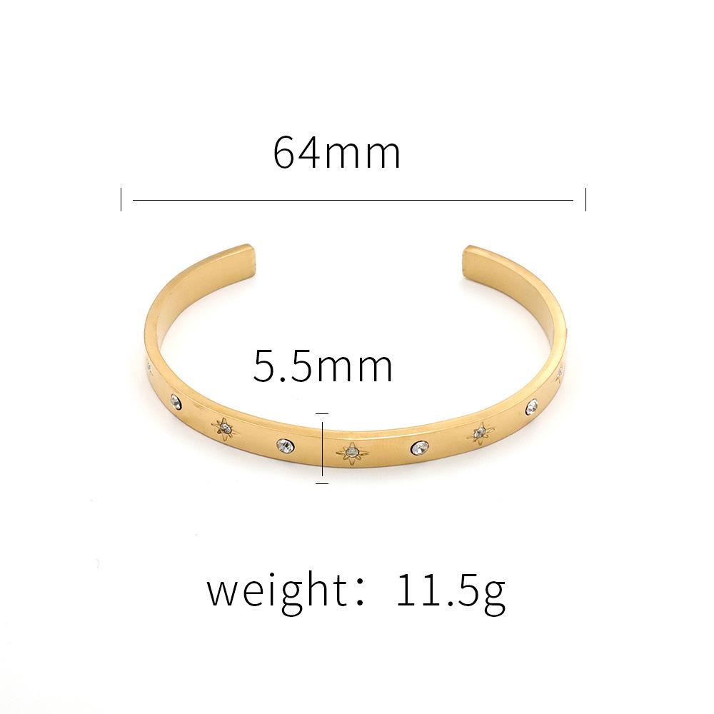 French Retro High-End Sense Fashion Versatile Titanium Steel Jewelry Women'S Opening Zircon Bracelet Does Not Fade