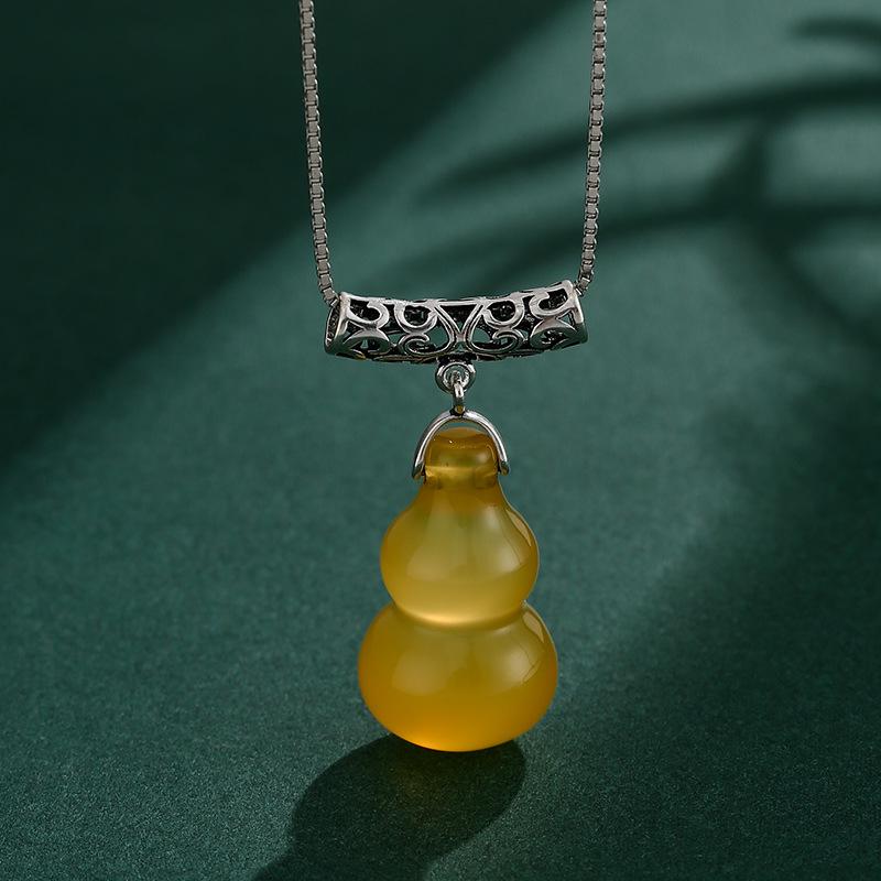 18K Gold-Plated Thai Silver Pendant Bail with Agate Jade Buddha Guanyin Clip