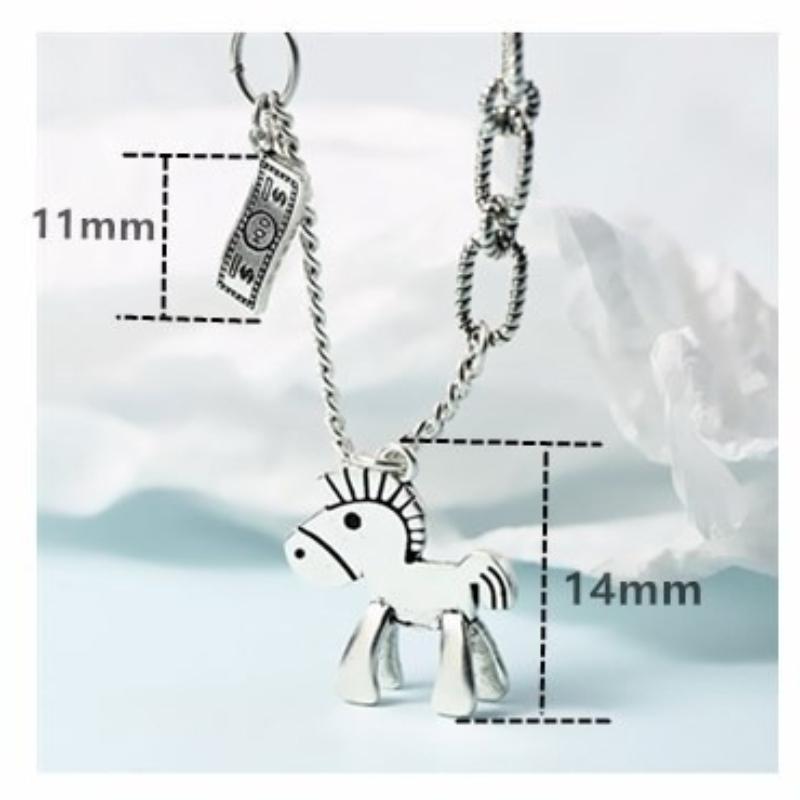 New Creative Retro Money Jewelry Personality Animal Pony Clavicle Chain Horse Pendant Necklaces Birthday Gift for Horse Lover