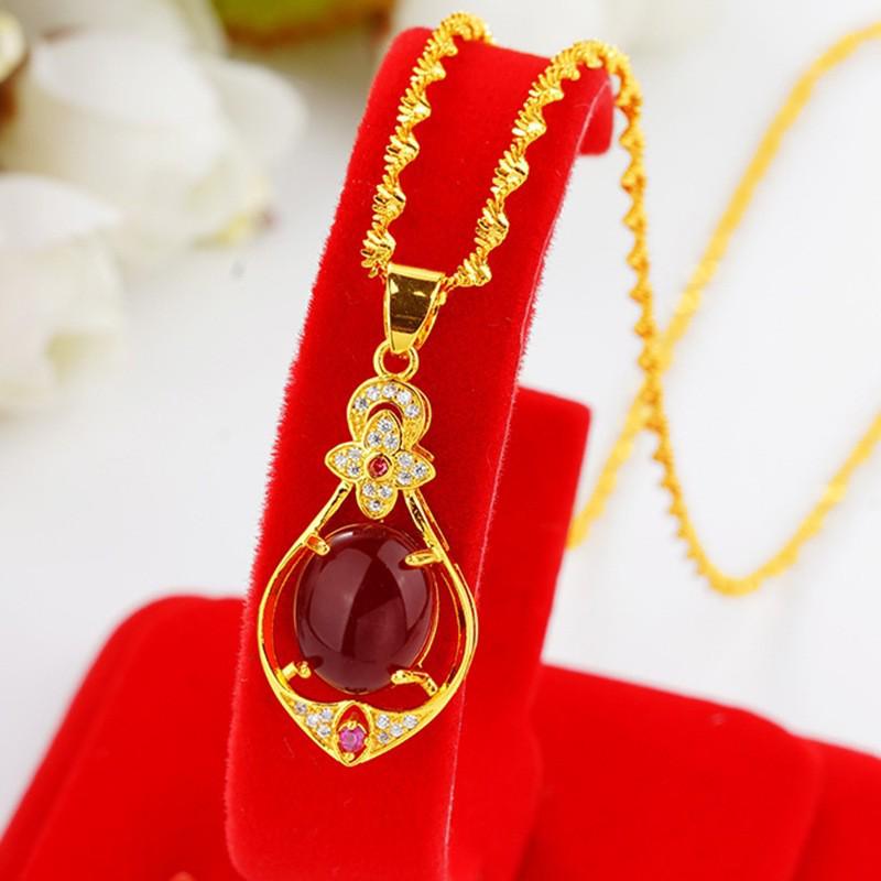 Emerald Gemstone Titanium Steel Necklace for Women - Light Luxury Pendant