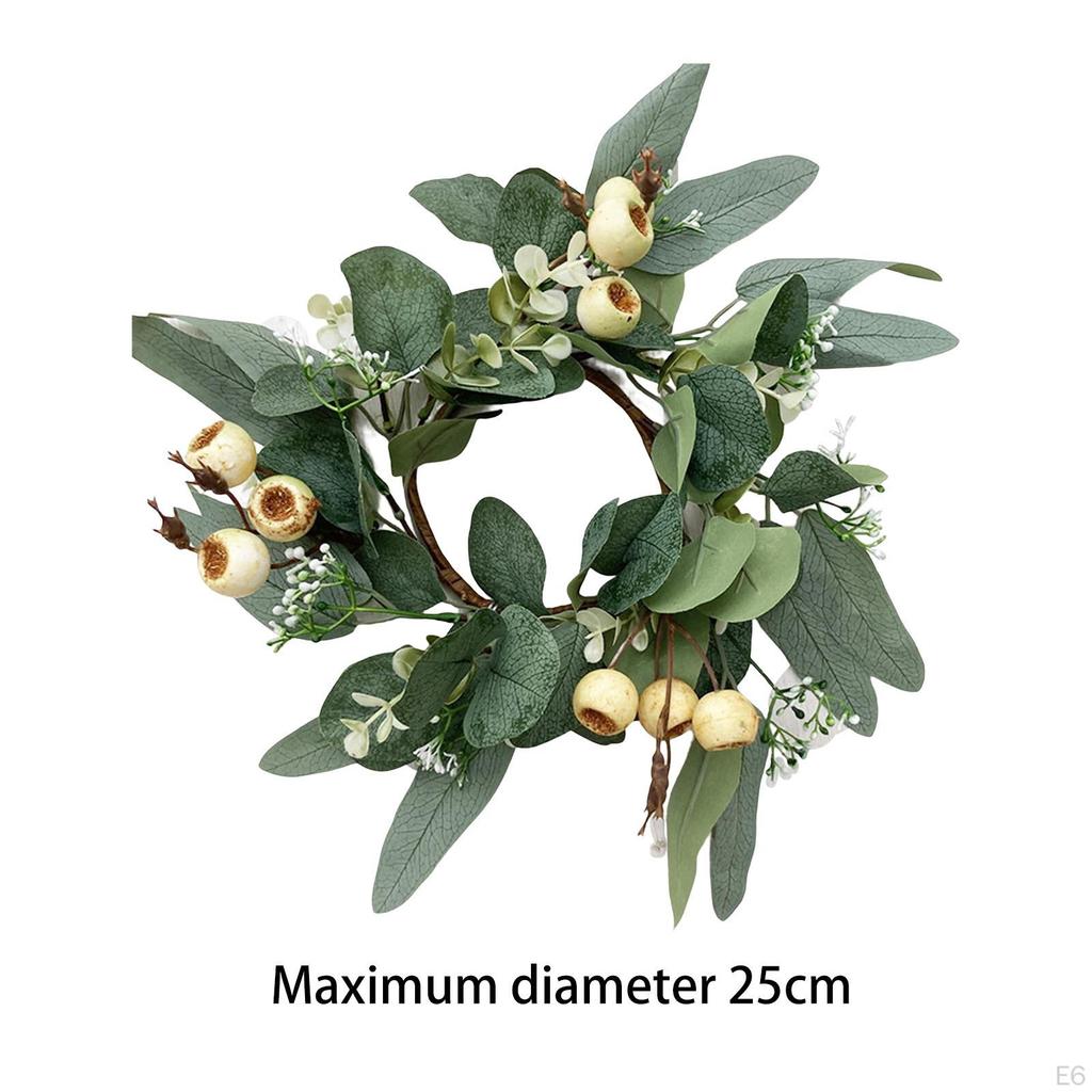Wreath, Candle Ring Artificial Eucalyptus Leaves, Wreaths