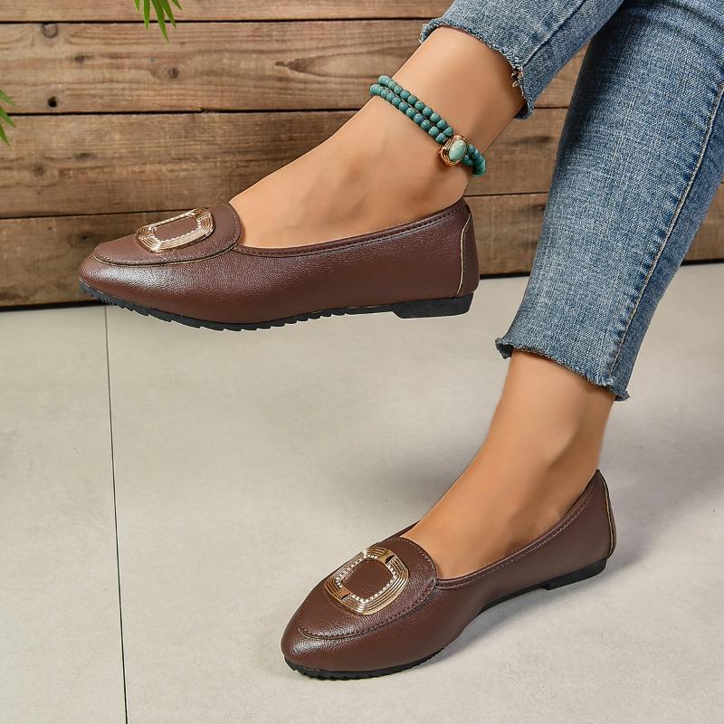 Mode Bootsschuh Runde Zehenpartie Damenschuhe Flache Öffnung Lässiger Sneaker Weich Große Größe Damen Schnalle Kleid Sommer Neu Große Größe