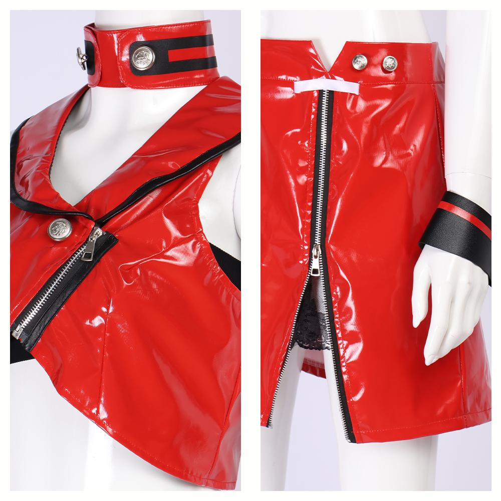 Anime VOCALOID3 Meiko Cosplay Costume Wig Meiko PU Red Uniform Christmas Halloween Formula Uniform for Women Comic Con