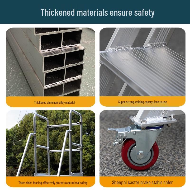 Jun Ding Ying Thickened 3-Step Aluminum Alloy Mobile Climbing Platform Ladder
