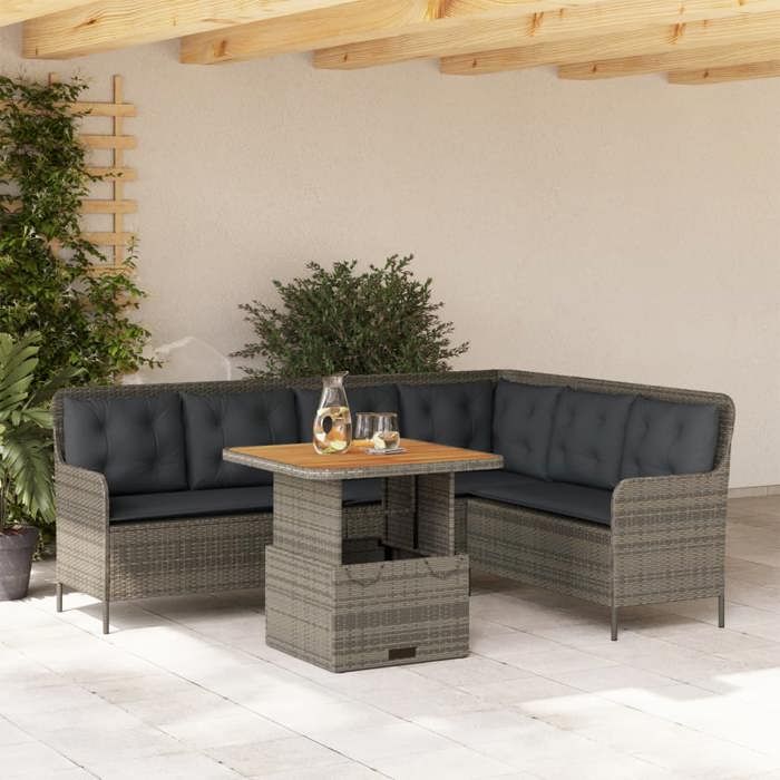 VidaXL Garden Lounge Set 2 Pcs with Cushions Grey Wicker, Outdoor Sofa Set, Garden Furniture, Set 3262080