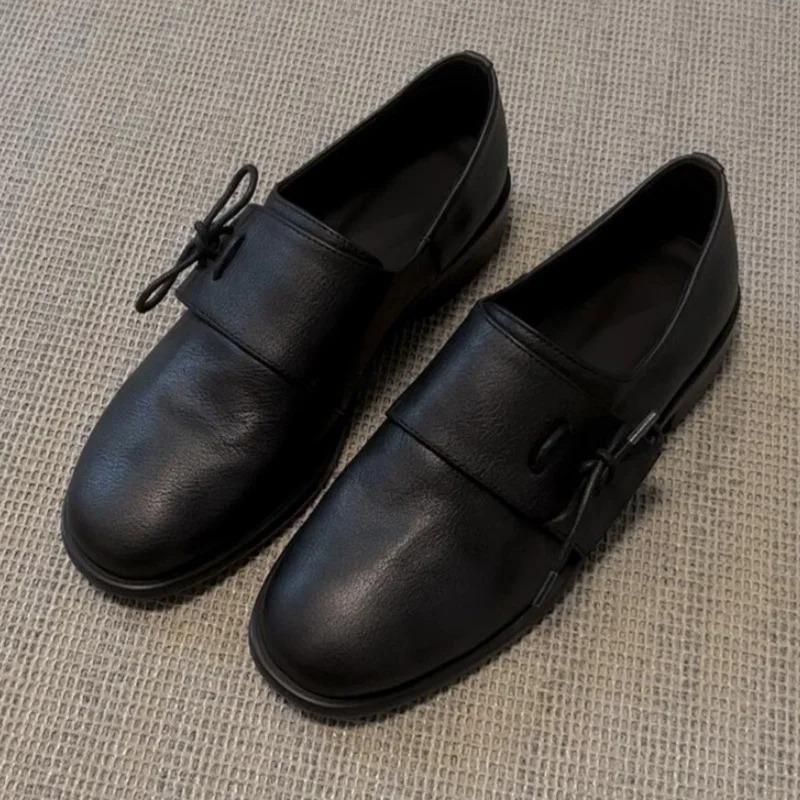 New Autumn Leather Flat Shoes 2025 Designer Outside Versatile Casual Women Loafers Concise Comfortable Soft Soled Women Flats