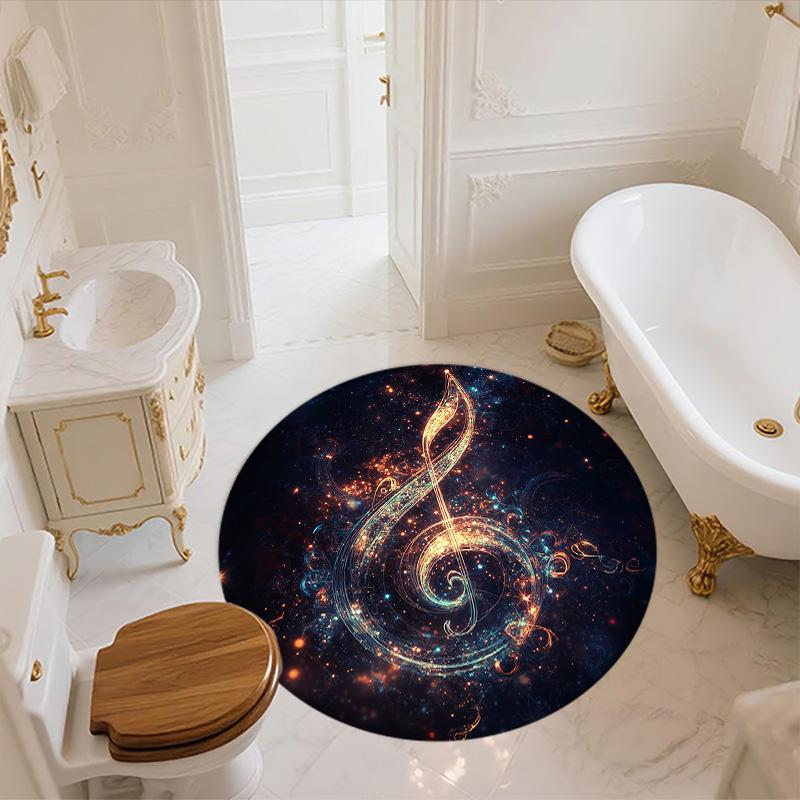 Musical Notes,Round Area Rug,Carpet Rug for Living Room Bedroom Sofa Playroom Decor,Non-slip Floor Mat