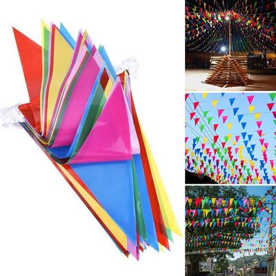 1 Set Bunte 25m Dreieckige Fahnen Girlande Wimpelkette Schnur Banner Girlande Festival Party Feiertag Haus Garten Dekoration