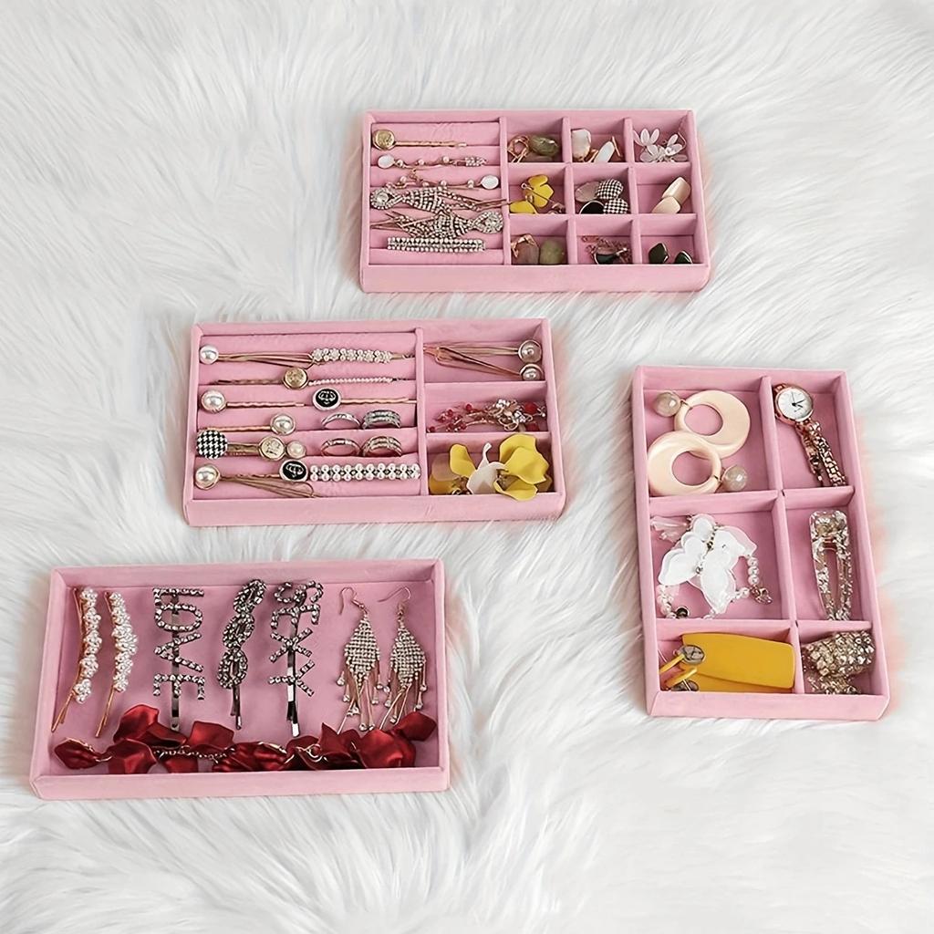 4PCS-Jewelry and Jewelry Display Storage Box, Desktop Organization, Makeup Storage Plate, Earrings, Bracelets, Ring Storage Rack