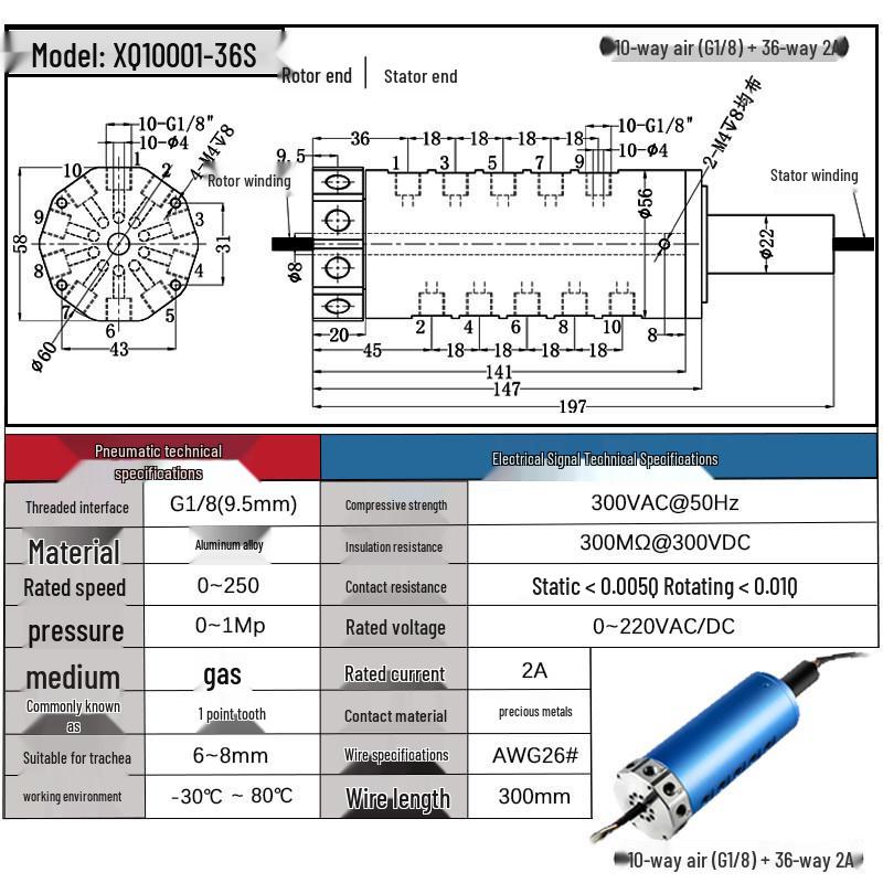 High-Speed 360° Pneumatic-Electric Slip Ring with Multi-Channel Gas-Liquid Integration