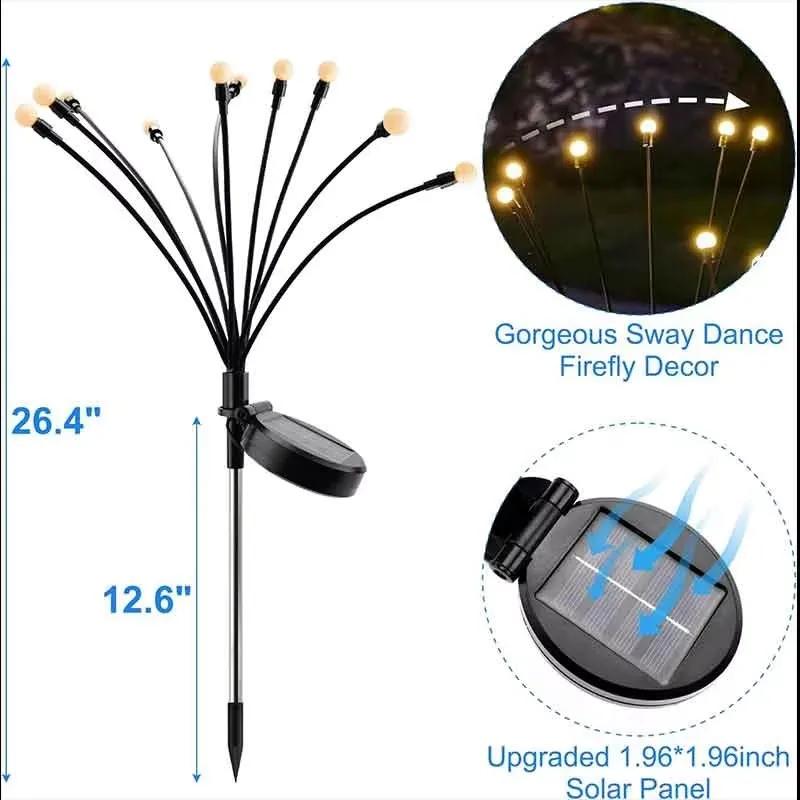 8pcs Outdoor LED Solar Lights Waterproof Starburst Solar Firefly Lights Lawn Lamp Garden Lamp for Path Landscape Decorative