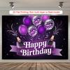 2D Lila Alles Gute zum Geburtstag Kulisse - Luftballon, Champagner & Konfetti Fotografie Hintergrund
