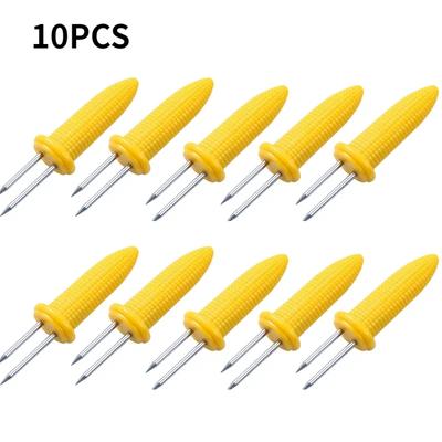 10 piezas Tenedor Brocheta de Maíz Acero Inoxidable Soporte para Maíz Mazorca Brochetas Tenedores para Fruta Herramienta de Barbacoa para Cocinar Acampada al Aire Libre