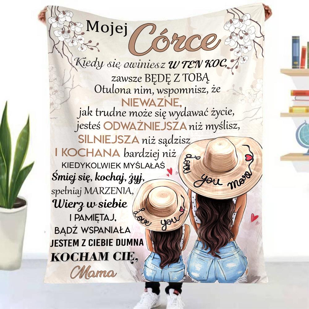 

Mothers Day Greeting digitalprinted polyester Bedroom velvet flannel soft sofa cover blanket Fleece soft sofa cover blankets 75x100cm