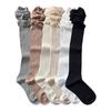Lazy Style Over-the-Knee Women's Socks: Autumn/Winter White & Grey Scrunch, Thigh-High, Calf Boot Socks, Cotton, Japanese JK Style.