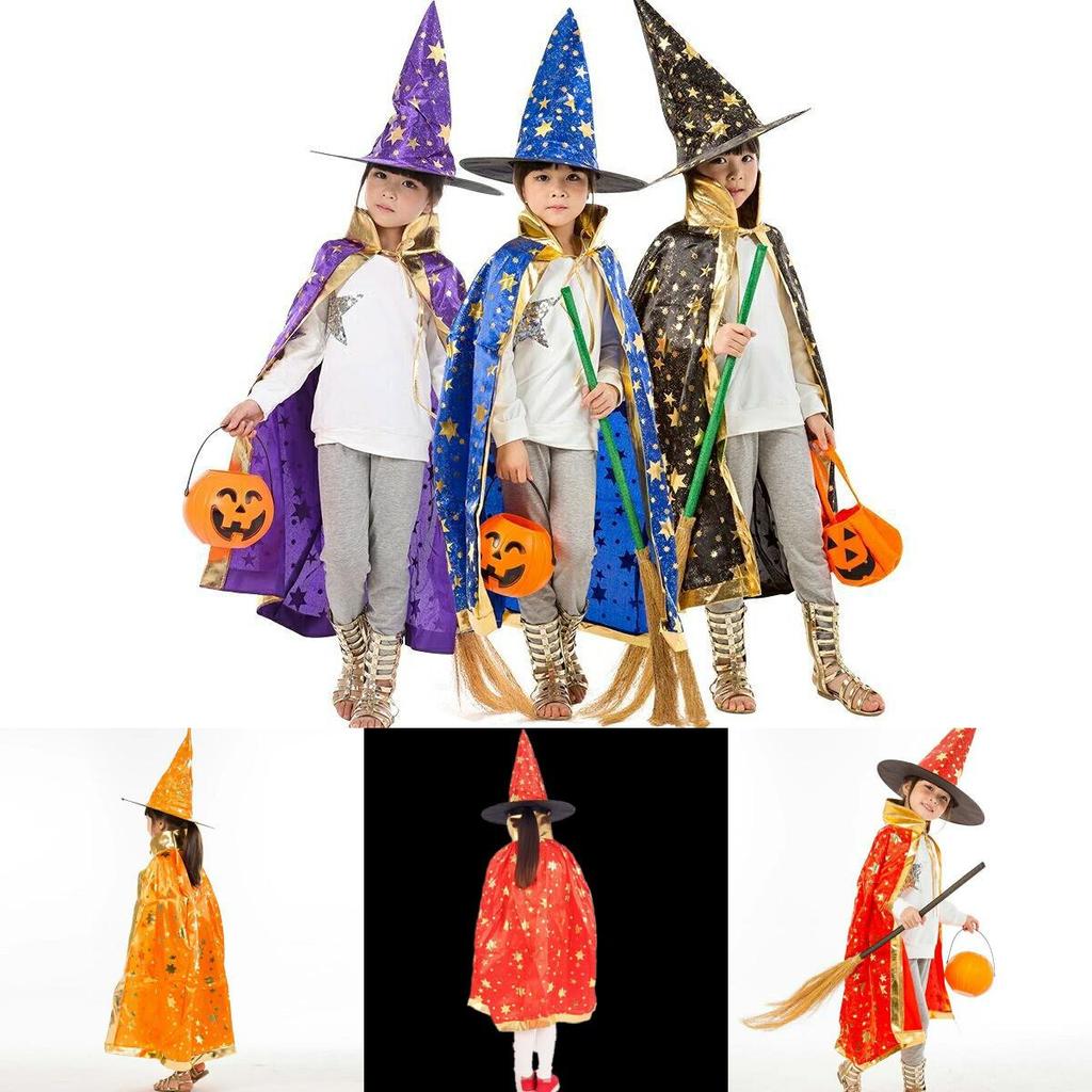 Hooded Princess Children Cloak Witch Robe Cape Floorlength Costume Halloween