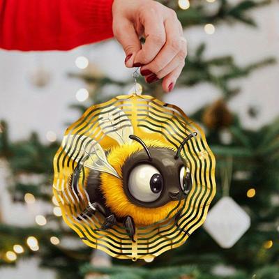 A Bee-Shaped Wind Spinner, Christmas Decorative Gifts, A 2D Kinetic Wind Spinner Gift, Metal Wind Spinners for Outdoor and Indoor Decor for Wives