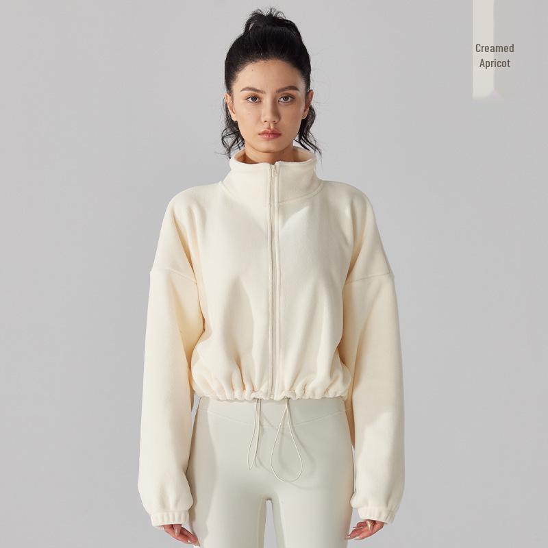 Lambswool Women’s Thick Fleece Stand Collar Jacket for Autumn/Winter Small