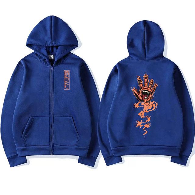 

Аниме Jujutsu Kaisen Толстовки на молнии Забавные Yuji Itadori Sukuna Ryomen Толстовки на молнии Мужские куртки Повседневные свободные пальто Парная одежда Уличная одежда XXXL золотой