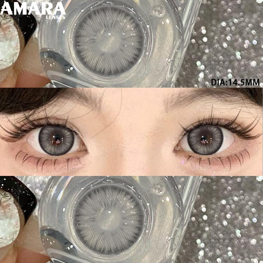 AMARA Fashion Colored Contact Lenses Brown Soft Lenses Beauty Lenses for BIG Eye Green Color Contact Eye Cosmetics Yearly Use