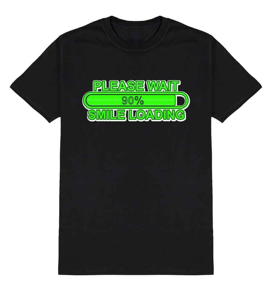 

Мужская футболка Пожалуйста, подождите, улыбнитесь, загрузка , забавная юмористическая слоганная саркастичная футболка 2XL