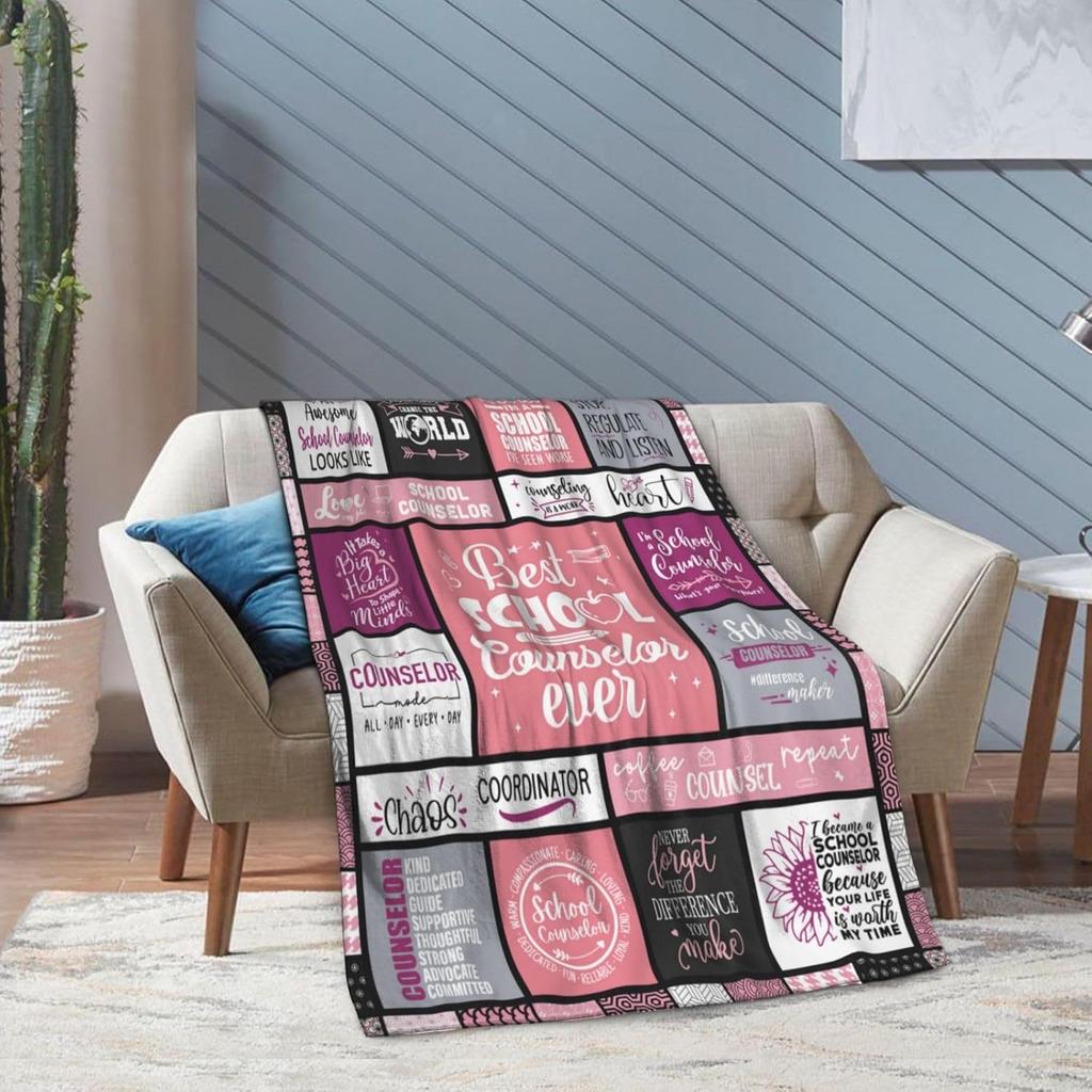 School Counselor Gifts for Women Blanket 60"X50", School Counselor Appreciation Gifts, Guidance Counselor Gifts for Women, Elementary/Middle/High