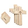 24pcs Natural Wood Standing Cross Ornaments Christian Symbol DIY Craft Decor for Church Home Prayer Festival Gifts