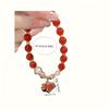1pc Maple Leaf Pendant Bracelet Red All-Match Bracelet, Elegant Maple Leaf and Red Bead Bracelet with Pearls - Fashion