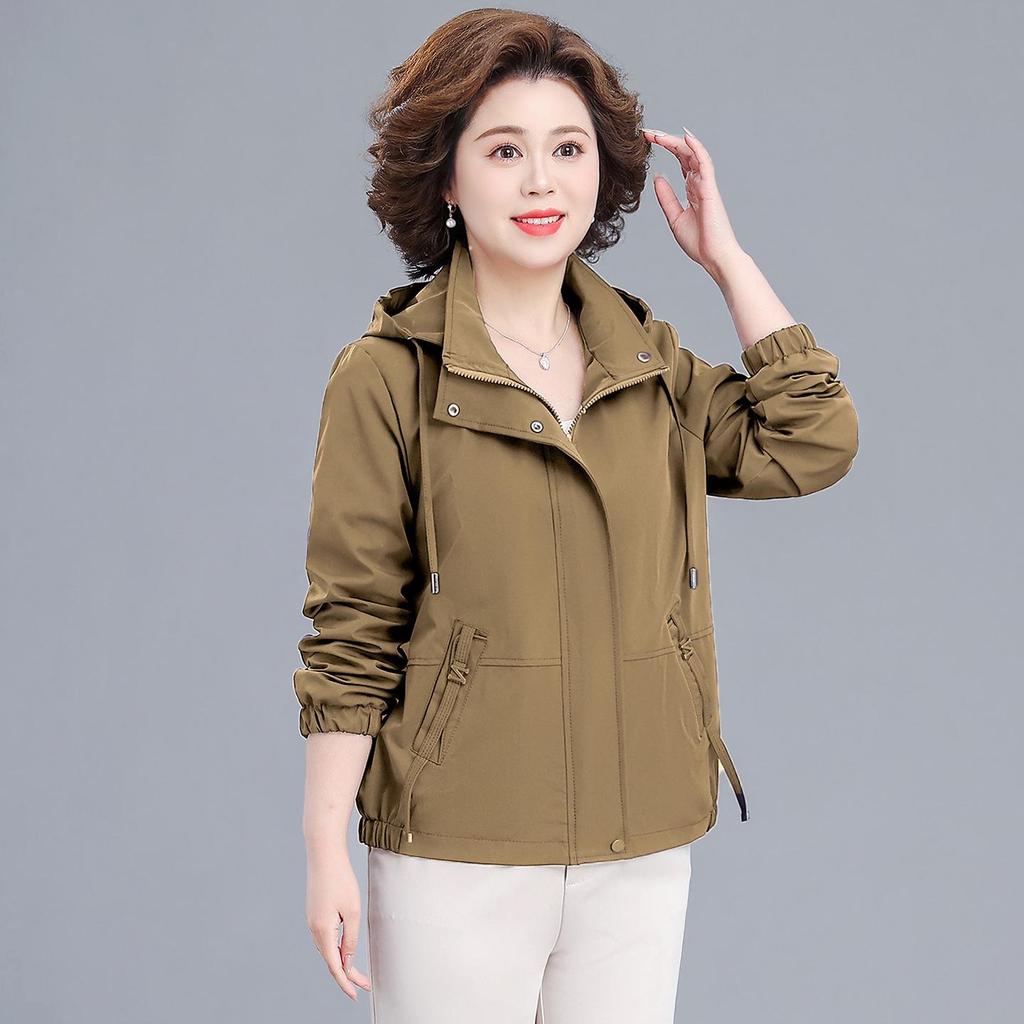 2026 Stylish Plus-Size Spring/Autumn Windbreaker for Middle-Aged and Elderly Women