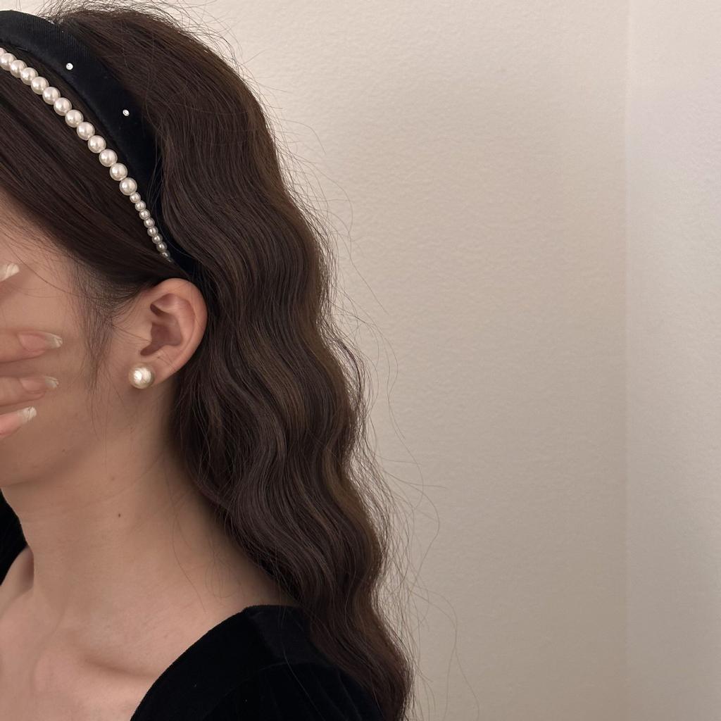 French High-end Double-layer Pearl Hair Band, Sponge Headband, Retro and Exquisite Hair Accessory