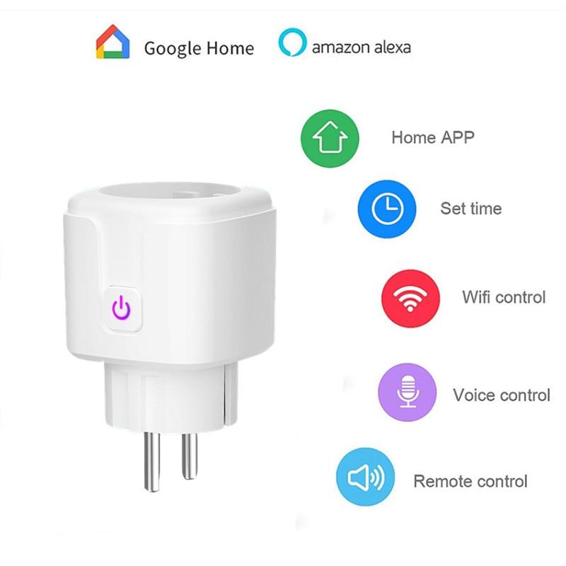 WiFi EU Smart Plug 16A 220V Adapter Wireless Remote Voice Control Power Monitor Timer Socket for Google Home Alexa