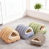 Plush Semi-sealed Pet Bed Checkered Pattern Cat House Cozy Winter Cat Bed  Pet Supplies