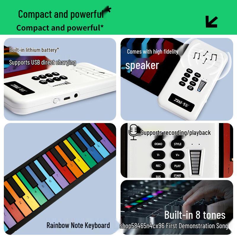 

49-Key Portable Hand-Rolled Mini Electronic Keyboard - Easy for Beginners, Perfect for Practice, Fun Gift for Kids