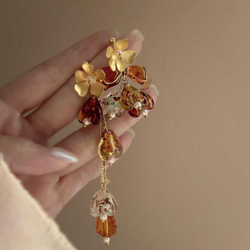 Vintage Silver Needle C-Shaped Diamond Pearl Stud Earrings - Elegant and Versatile Niche High-End Jewelry