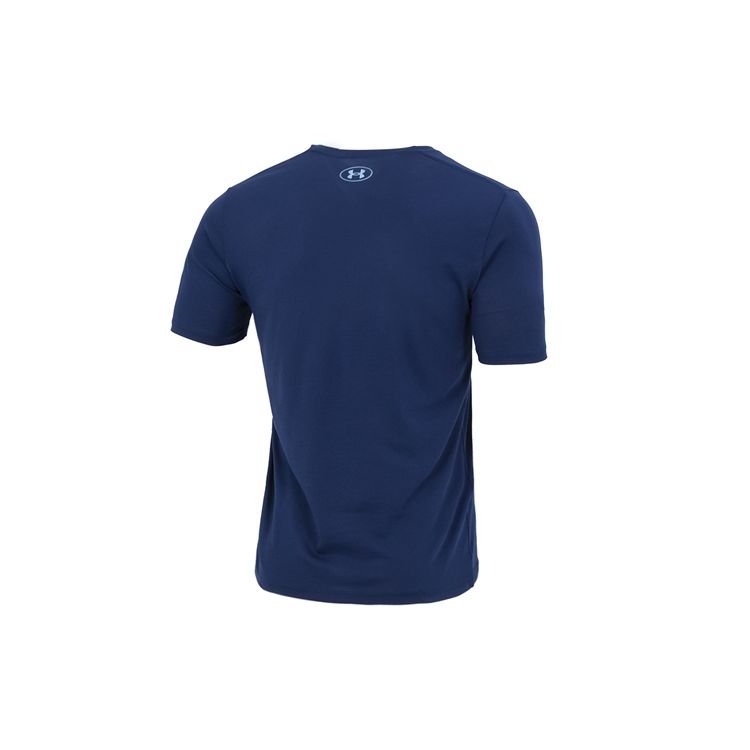 Under Armour Large Logo Print Casual Crew Neck Short Sleeve T-Shirt Men Tops Blue 1370520-408