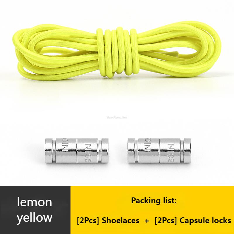 No Tie Shoe Laces Round Capsule Metal lock Elastic Shoelaces For Sneakers easy installation Lazy Shoes Lace Accessories