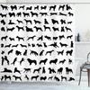Cortina de ducha de ciervo Silueta de animal colorida Elementos navideños Tablones de madera Tema Tela Tejido Juego de decoración de baño con ganchos