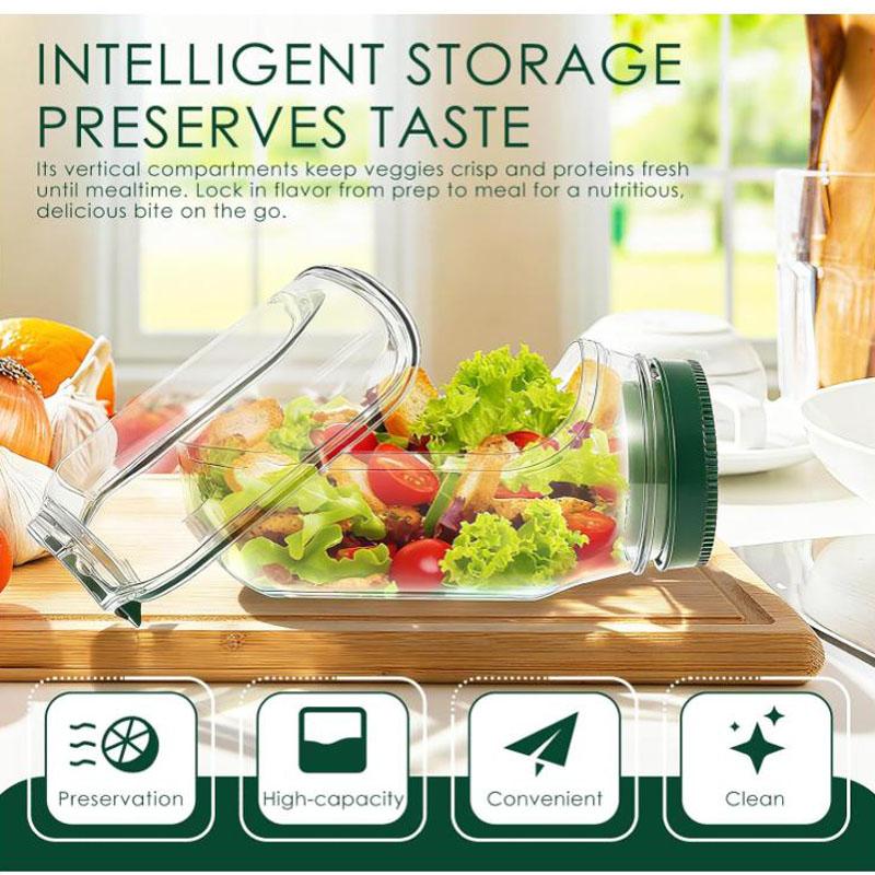 Salad Pod Container Mason Jar Side Open Leakproof Breakfast Fruit Storage Box