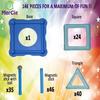 Blocs construction magnétiques| 146 pcs: bâtons xl avec aimants puissants, billes acier solidaires, tuiles et socle + boite rangemen
