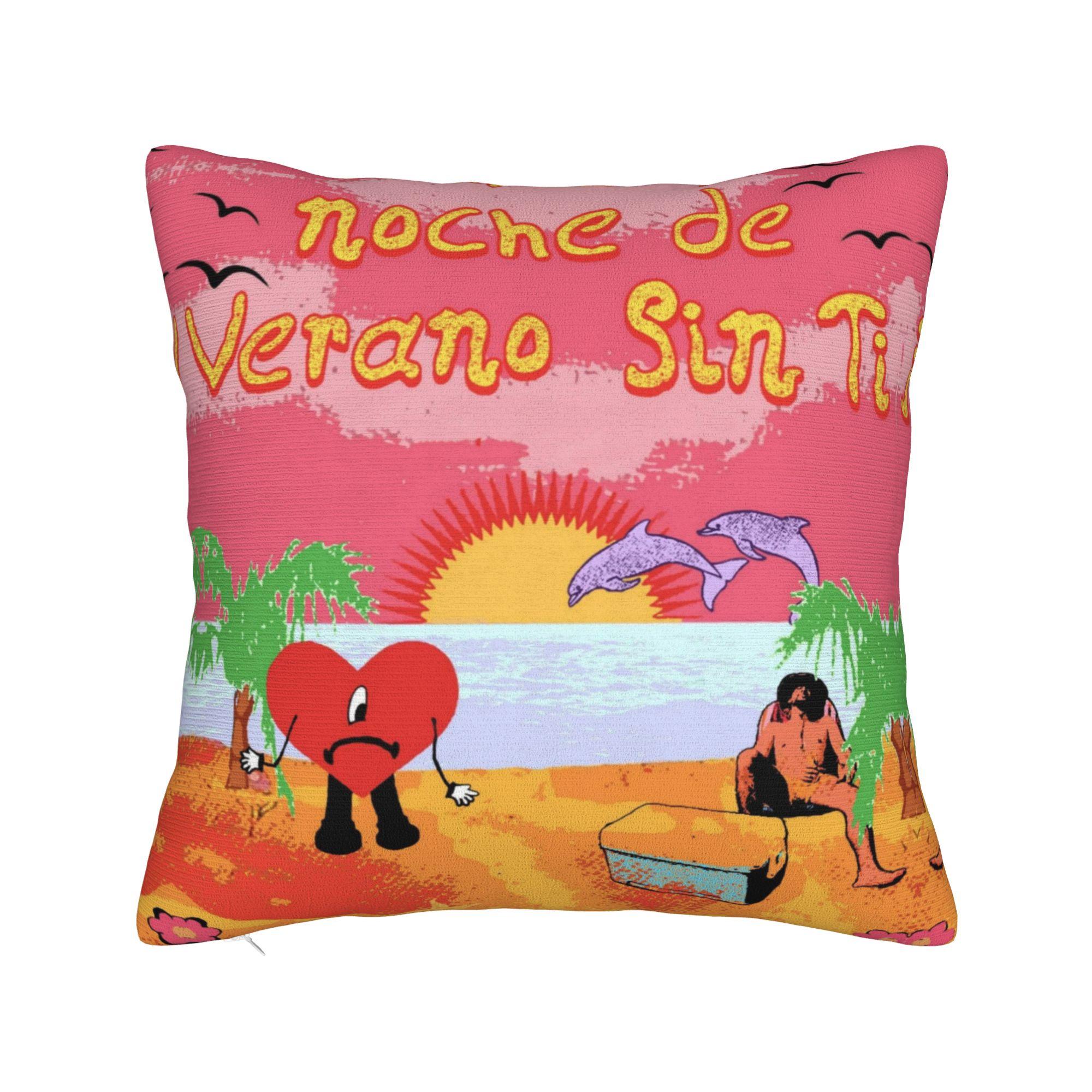 Bad Bunny La seule chose plus puissante que la haine est l'amour Housse de Coussin Carrée Housse de Coussin Personnalisée pour Voiture 45x45cm 30x30cm
