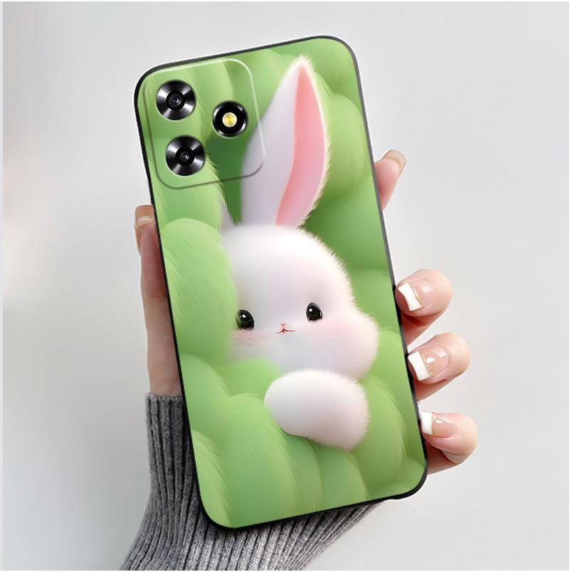 For ZTE V50 Design 4G V 50 Smart Case Cute Rabbit Black Soft Silicone Cover For ZTE Blade A73 4G Axon 50 Lite Phone Case Fundas