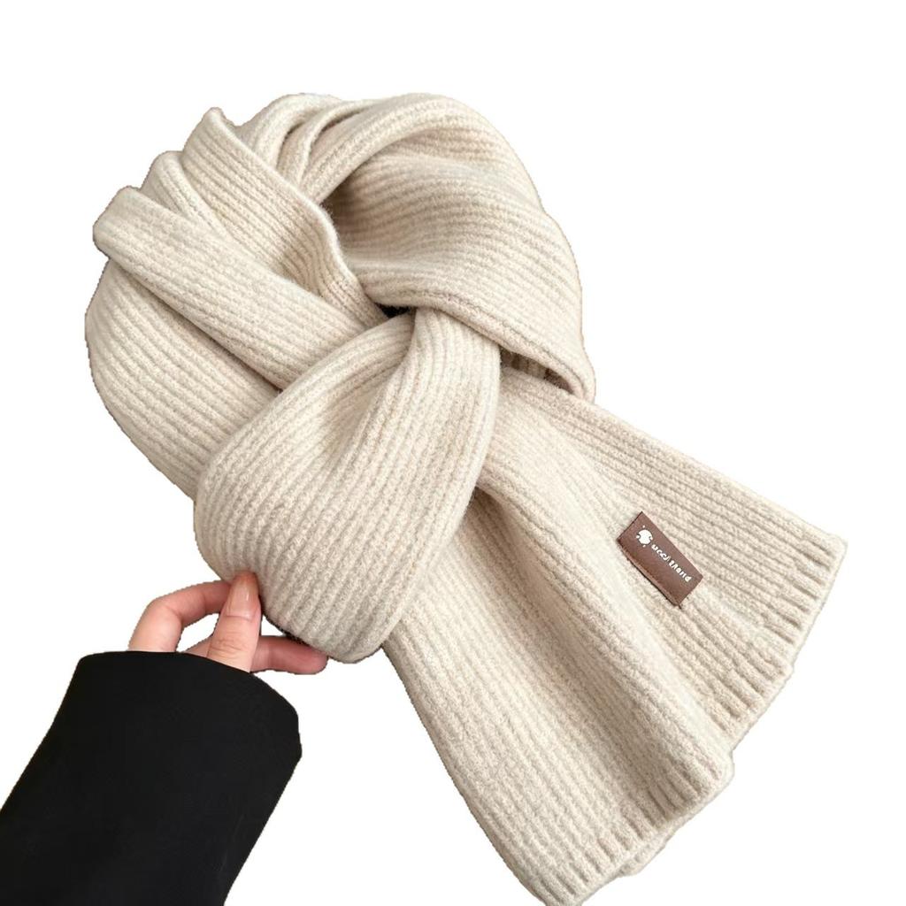 Korean Solid Color Knitted Scarf Women's Autumn and Winter High-end Multi-color Basic Scarf Warm Waxy Versatile Imitation Cashmere Scarf