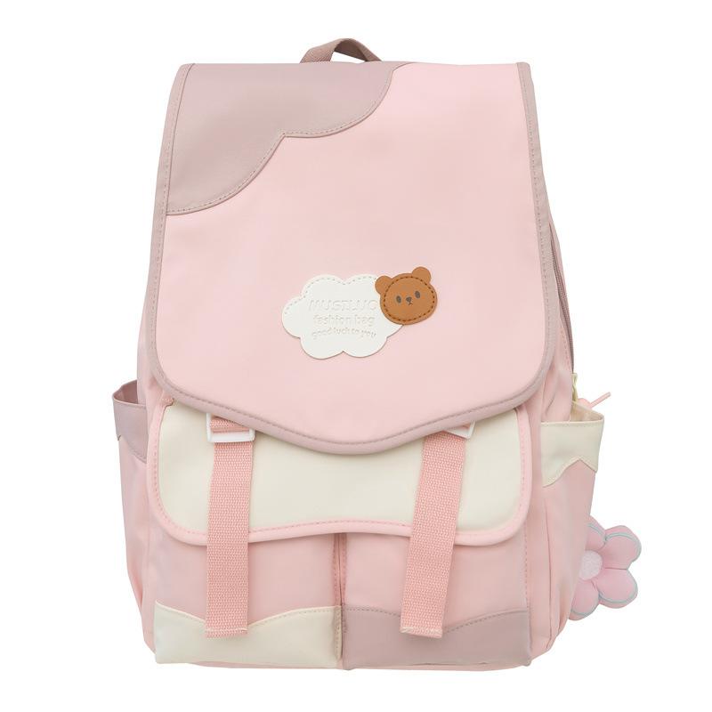 New Japanese large-capacity high school schoolbag female cute sweet contrasting color primary and secondary school students lightweight backpack